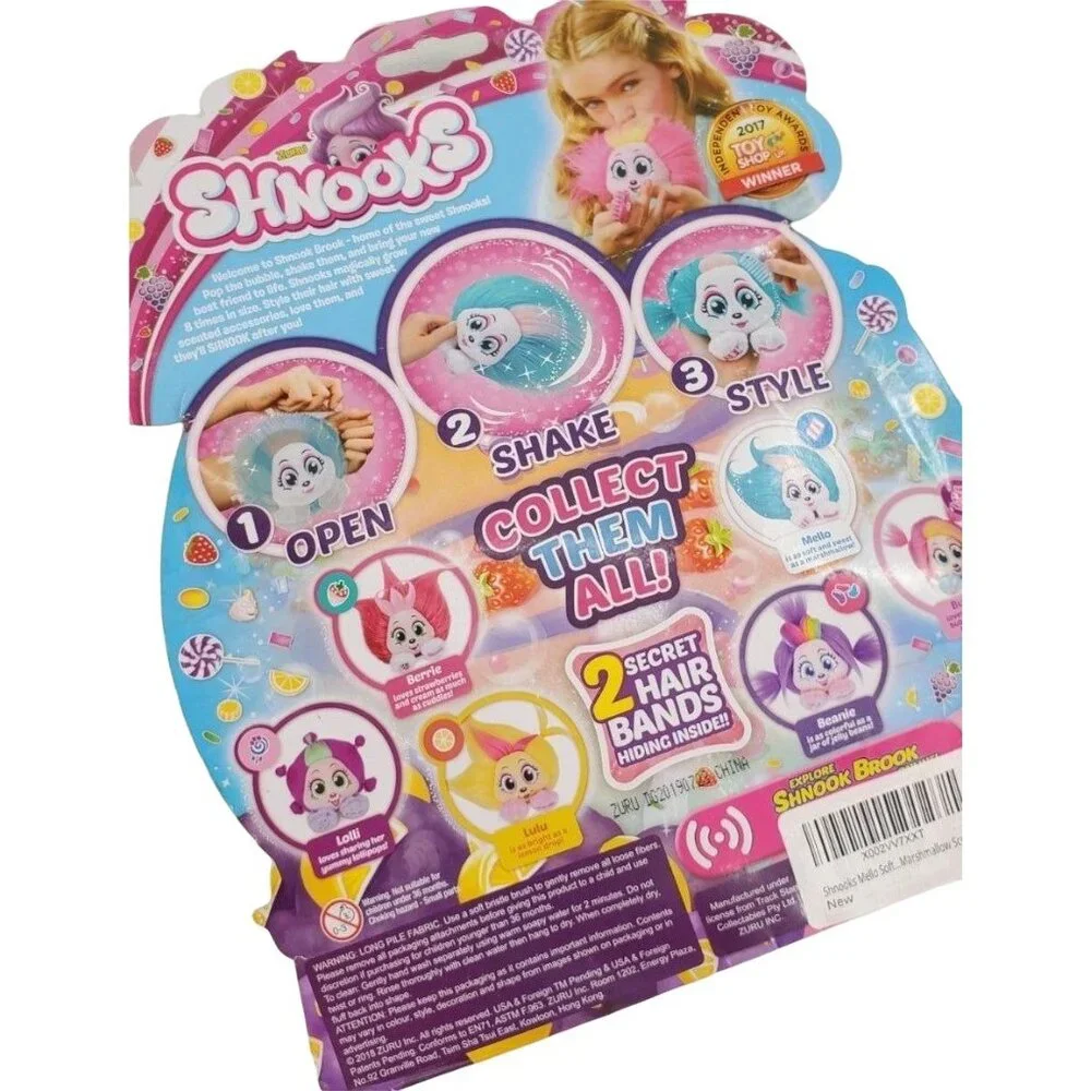 Shnooks Stuffed Mello Soft Plush Toy Marshmallow Scented Fluffy Hair Dead Stock